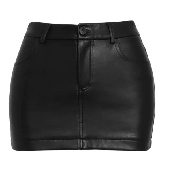 black leather mini skirt