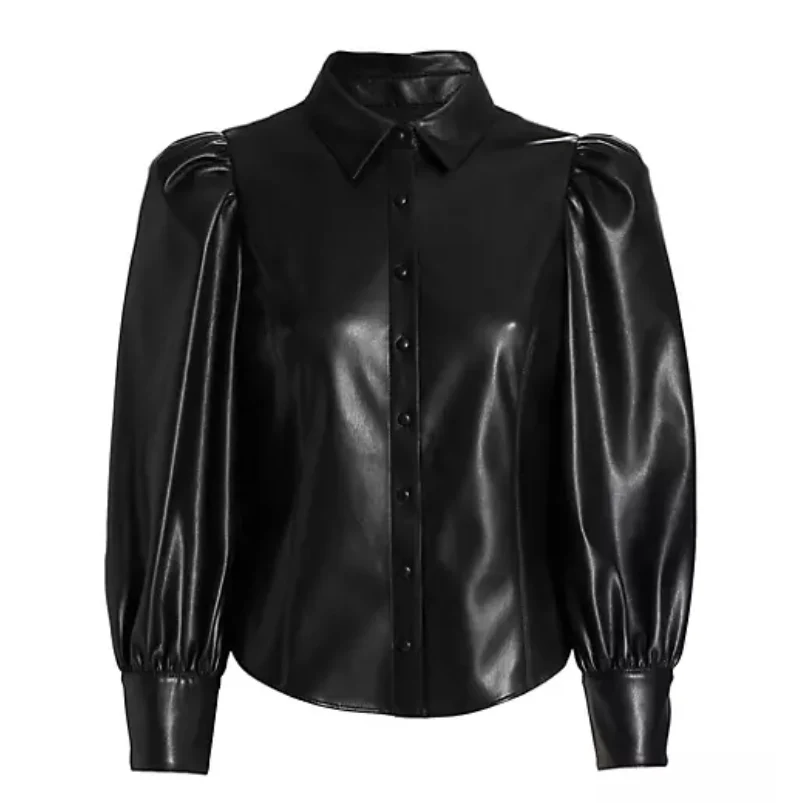 black leather shirt