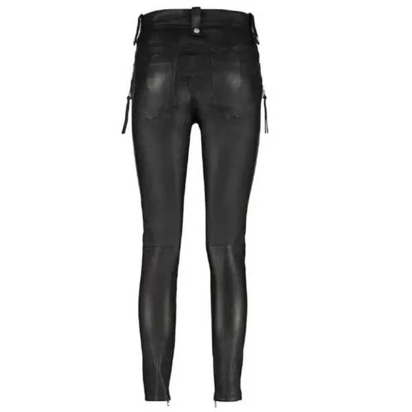 black leather womens pants