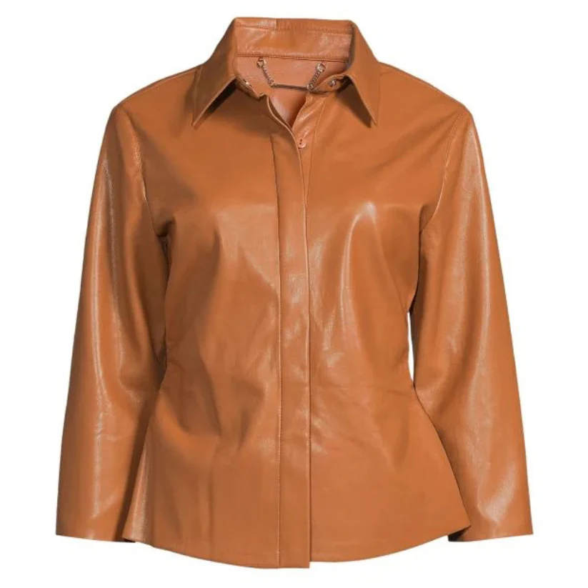 brown leather shirt