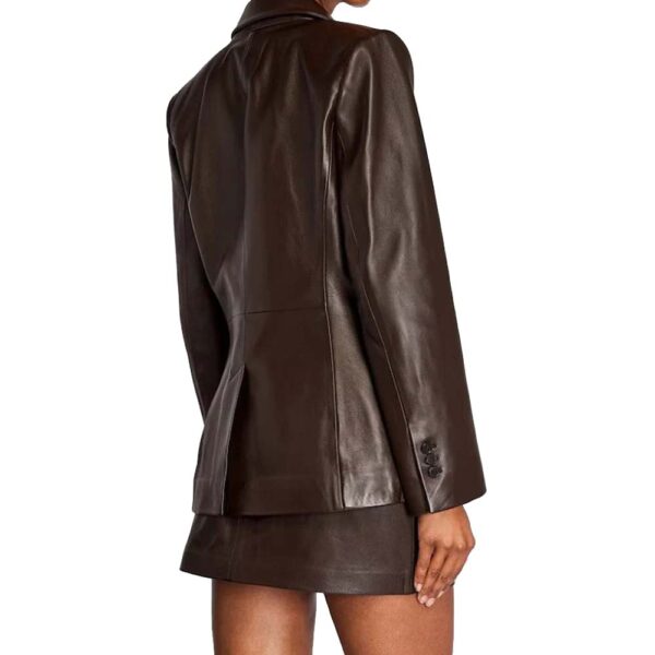 coco brown leather blazer women