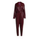 maroon leather jumpsuit