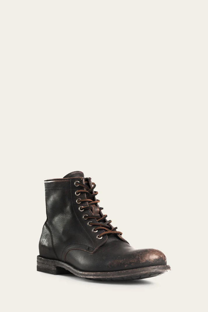 men leather lace up boot