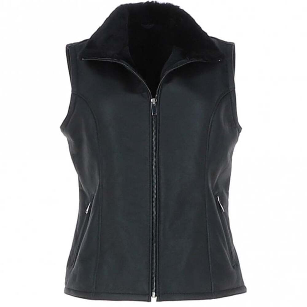 Black shearling vest