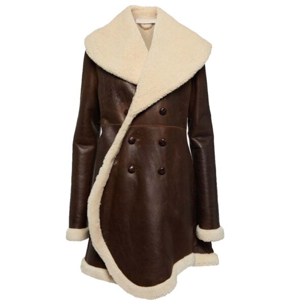 Coco Brown leather coat shearling