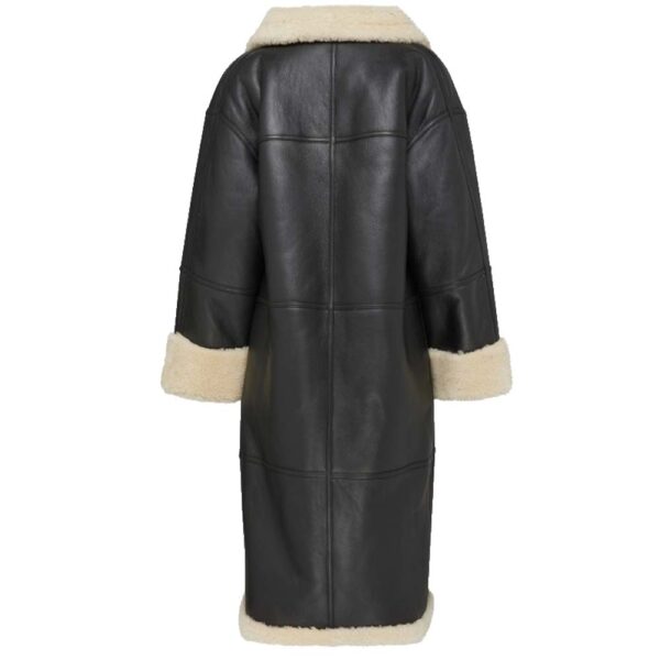 black leather shearling coat