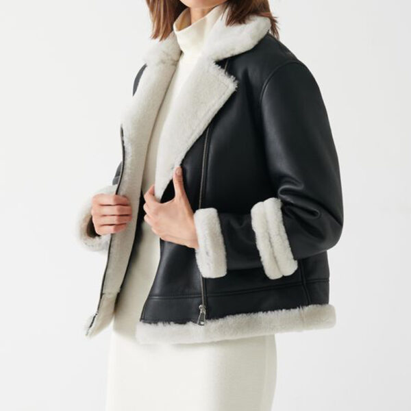 black leather shearling jacket