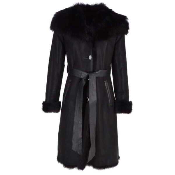 black shearling coat