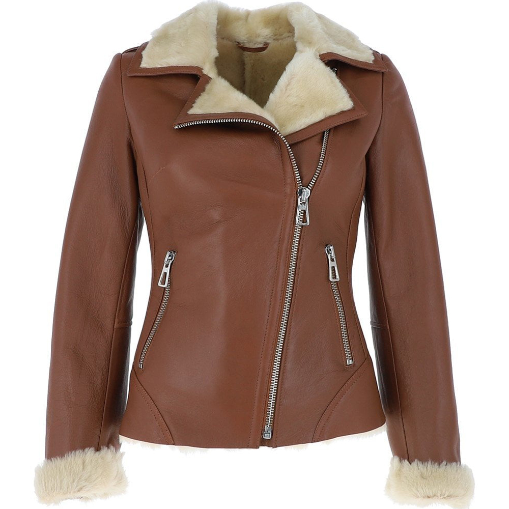 brown leather aviator jacket