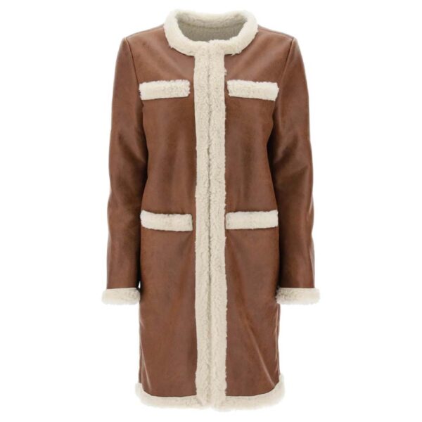 brown long sherpa coat