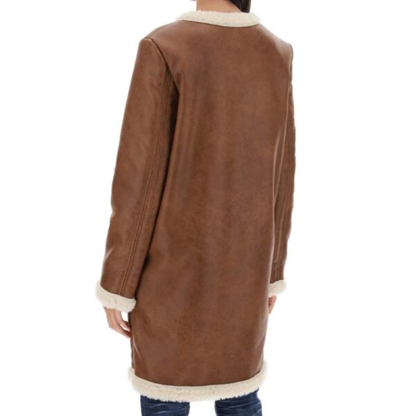 brown long sherpa coat