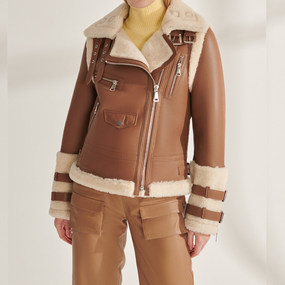 leather aviator jacket women