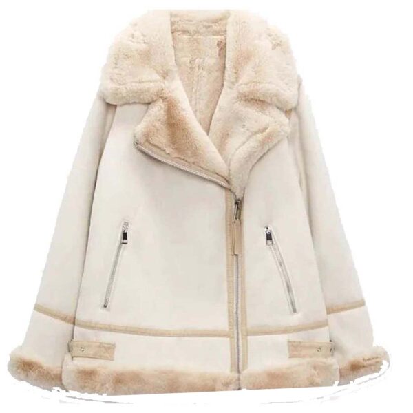 white shearling jacket