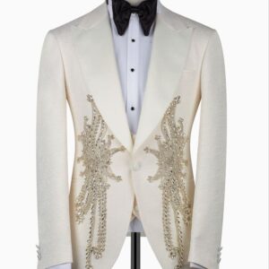 white tuxedo wedding