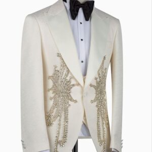 white tuxedo wedding