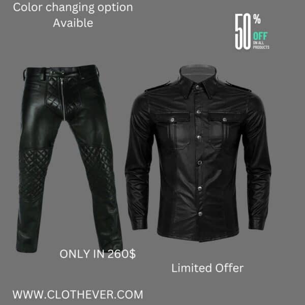 men leather pant and leather shirt