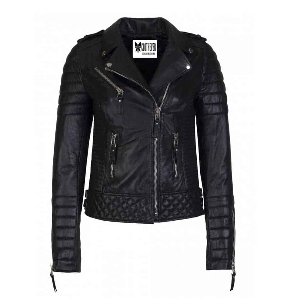 leather moto jacket women