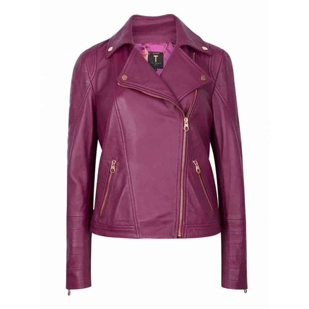 Purple Women Leather Jacket