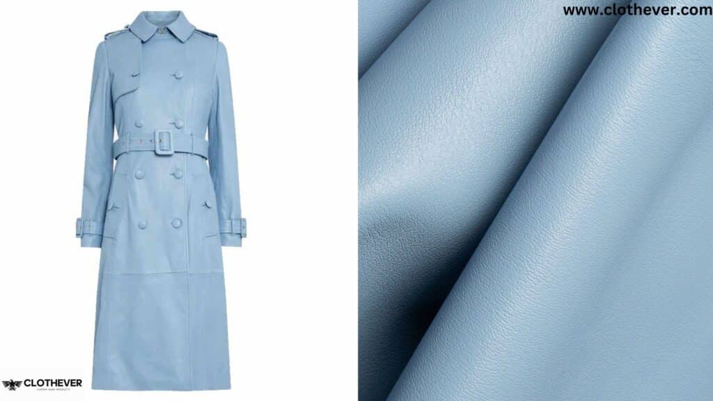 blue leather coat