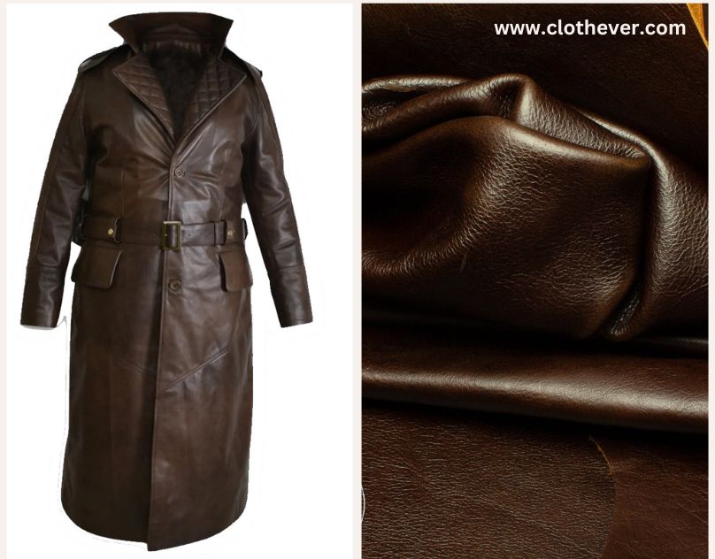 dark brown leather coat