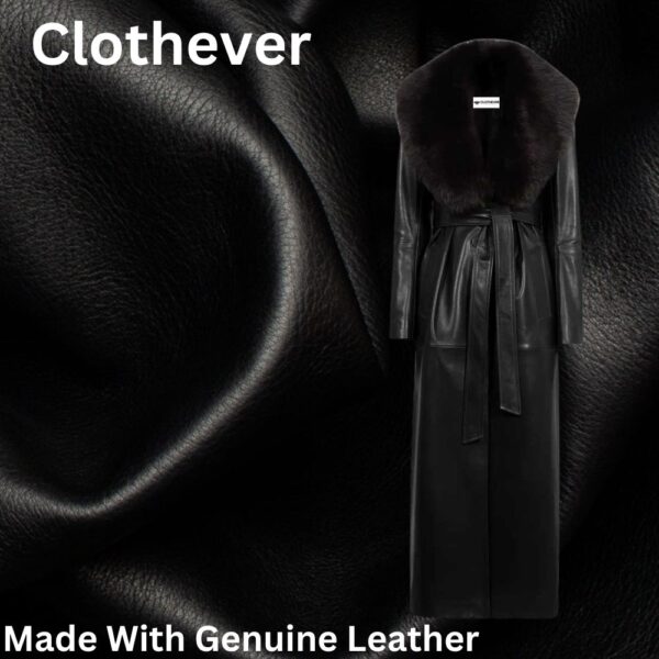 Black Leather Coat With Black Fur Collar