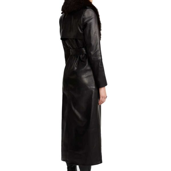 Black Leather Coat With Black Fur Collar