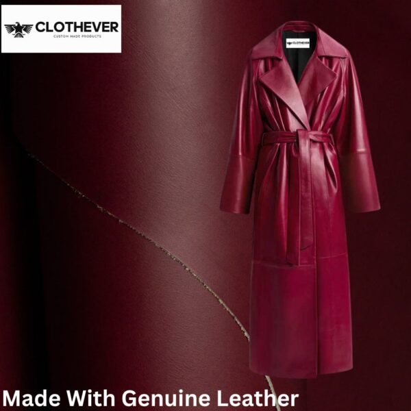 Women Full Length Long Leather Coat