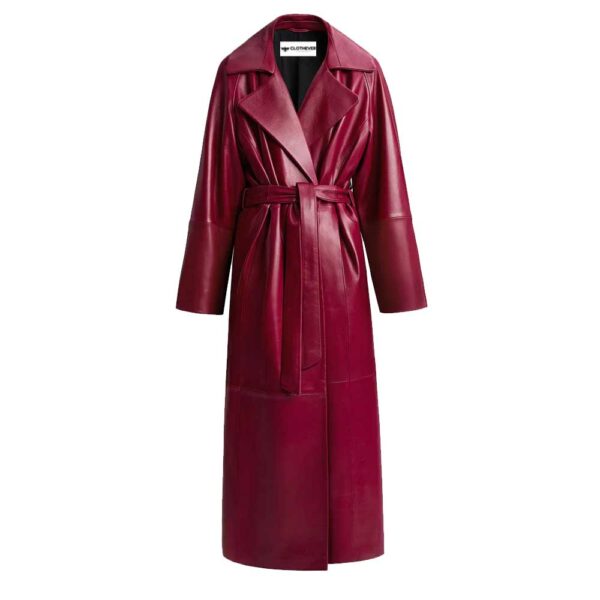 Women Full Length Long Leather Coat