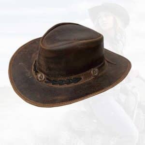 Brown leather hat