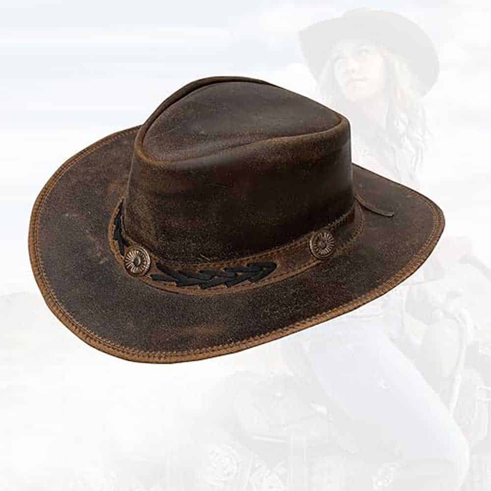 Brown leather hat