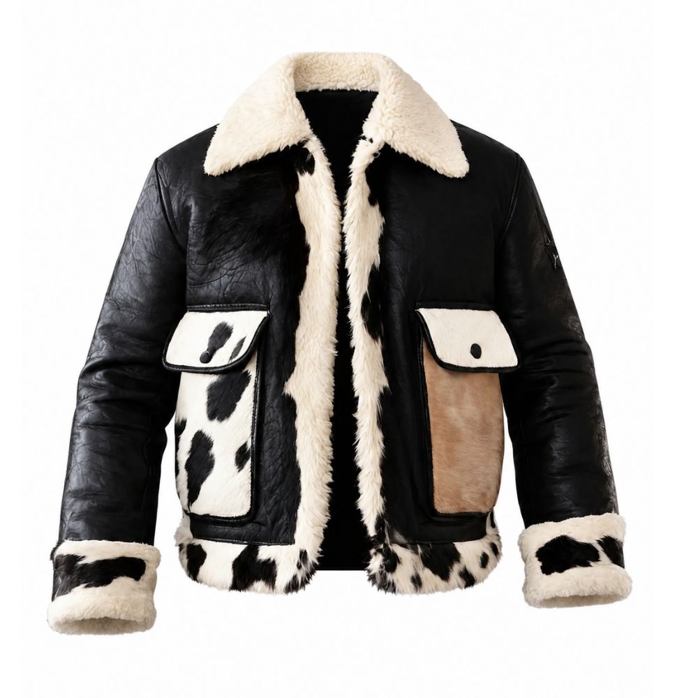 Hair on Hide Leather Jacket For Men