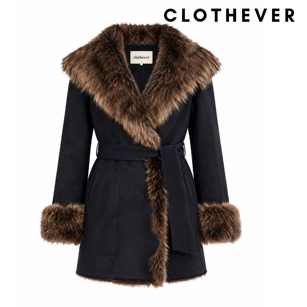 Luxury Women's Leather Shearling Coat with Soft Interior