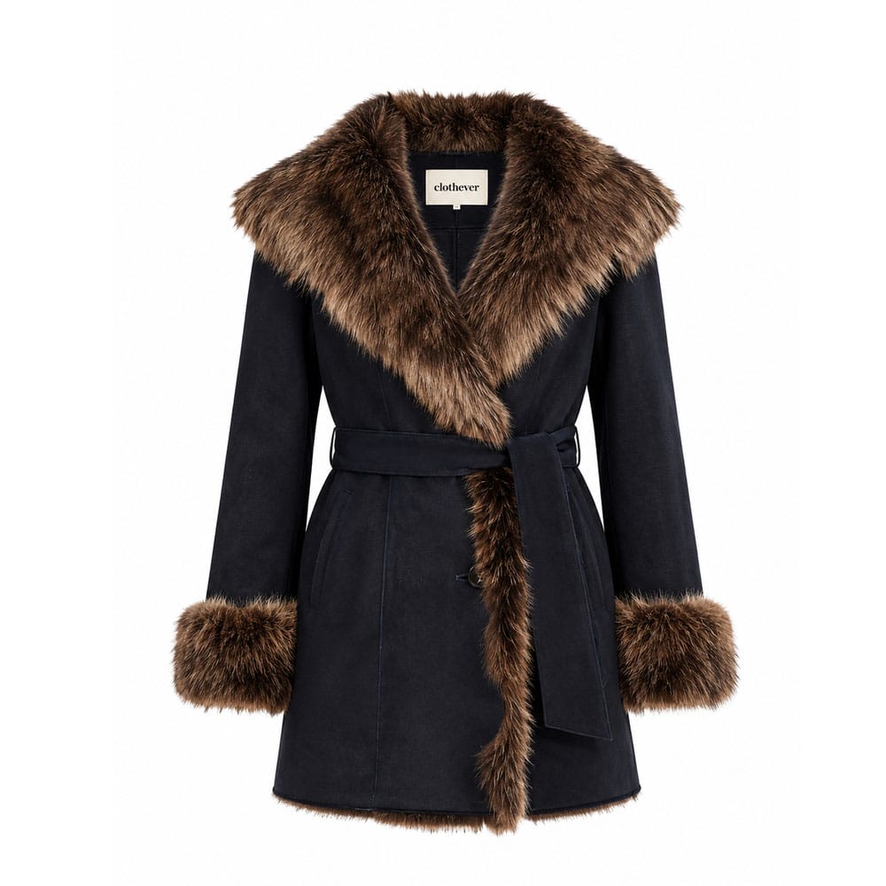 Luxury Women's Leather Shearling Coat with Soft Interior