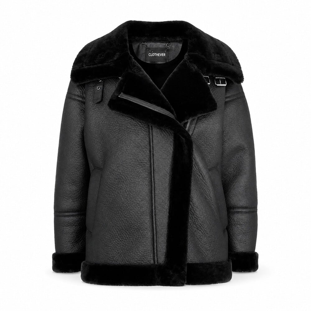 Premium women's sheepskin jacket for cold weather