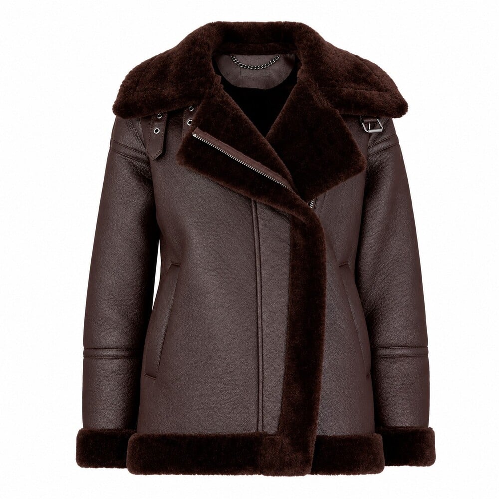 Women's genuine leather shearling jacket